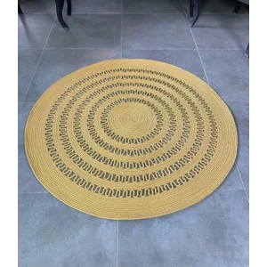 Moda Cardin Jüt Hasır El Örgüsü Halı Kilim Yıkanabilir Çift Taraflı Yuvarlak