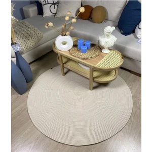 Moda Cardin Jüt Hasır El Örgüsü Halı Kilim Yıkanabilir Çift Taraflı Yuvarlak