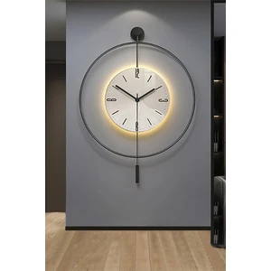 MetaQuartz Aksesuar (Büyük Boy - 50*75 cm)  Blackfred (Ledli)- ( Quartz Mekanizma ile Gelmektedir) - Metal  Duvar Saati
