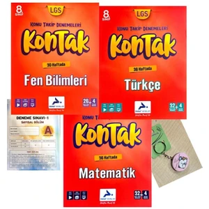 Paraf Yayınları 8. Sınıf Kontak Fen Bilimleri Denemeleri - Türkçe Denemeleri - Matematik Denemeleri 3'lü Set + Deneme - Açacaklı Anahtarlık