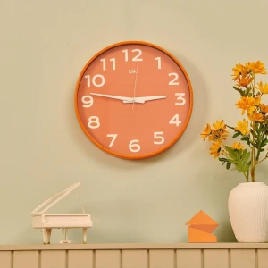 38 x 38 Dekoratif Duvar Saati - Turuncu - 38 cm Modern Turuncu