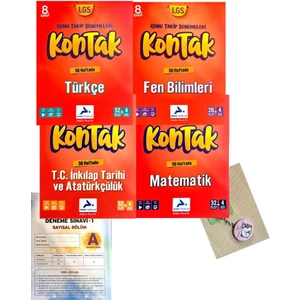 Paraf Yayınları 8. Sınıf Kontak Fen Bilimleri Denemeleri - Türkçe Denemeleri - Matematik Denemeleri  - T.C. İnkılap Tarihi ve Atatürkçülük Denemeleri 4'lü Set + Deneme - Açacaklı Anahtarlık