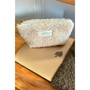 Teddy Bej Fermuarlı Tek Gözlü Cüzdan Makyaj Çantası Kalemlik Kalem Kutusu