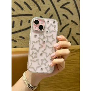 Paladyum Case iPhone 14 Plus Uyumlu Hologram Yıldızlı Şeffaf Kılıf