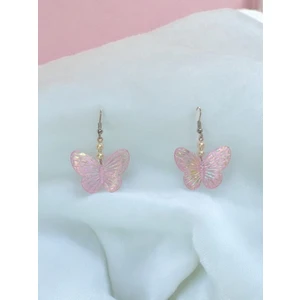 Crystal Atelier Kelebek Figürlü Inci Boncuklu Sallantılı Aesthetic Vintage Soft Vibes Hediyelik Hologramlı Kelebek Küpe