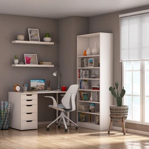 Clm111-Beyaz 5 Çekmeceli Çalışma Masası