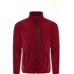 Butik Unisex Bordo Polar Standart Tam Fermuarlı 3 Cepli Polar Hırka