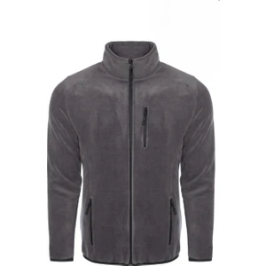 Unisex Füme Polar Standart Tam Fermuarlı 3 Cepli Polar Hırka