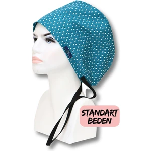 Standart Beden Petrol Mavi Pamuk Çiçeği Cerrahi Bone Doktor Hemşire Sağlıkçı Hastane Bonesi