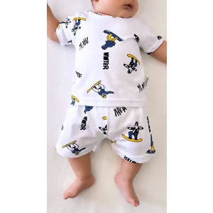 Drop Kids Bebek Pijama Takımı Kısakol Şort Kaykay Desen %100 Pamuk Yenidoğan Çocuk Pijama