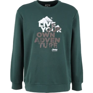 Bisiklet Yaka Baskılı Yeşil Erkek Sweatshırt J4WM-SWT7247