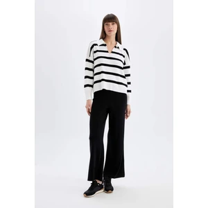 Triko Pantolon Flare Fit Geniş Paça Basic Düz Beli Lastikli T8004AZ24WN