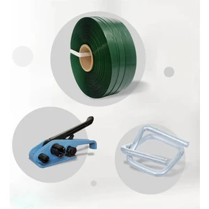 Polyester Set 12X0,70 1700 Metre Yeşil Çember- 12 mm Bukle Toka 500 Adet-1 Adet Germe Aparatı