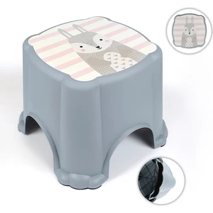 Meleni Baby Kaydırmaz Tabanlı Çocuk Taburesi - Figürlü Banyo Lavabo Yükseltici Tabure - Gri