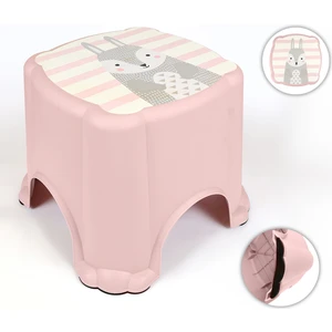 Meleni Baby Kaydırmaz Tabanlı Çocuk Taburesi - Figürlü Banyo Lavabo Yükseltici Tabure - Pembe
