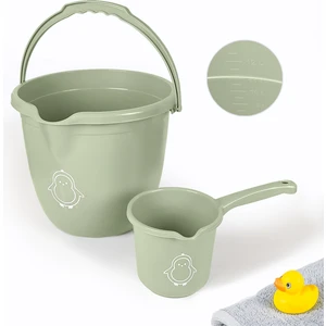 Meleni Baby 2'li Bebek Banyo Seti - Figürlü Banyo Su Kovası - Maşrapa - Yeşil