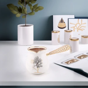 Violet Gold Kristal Saplı Porselen Cezve