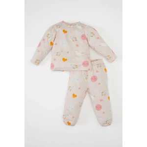 Kız Bebek Pijama Takım Desenli Penye Uzun Kollu Üst Beli Lastikli Uzun Alt C9637A524AU