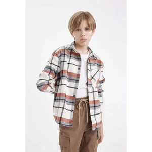 Erkek Çocuk Oversize Geniş Kalıp Polo Yaka Flanel Uzun Kollu Gömlek C9116A824WN