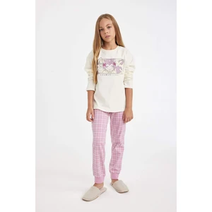 Kız Çocuk Pijama Takım Baskılı Uzun Kollu Üst Beli Lastikli Uzun Alt D2107A824AU