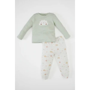 Kız Bebek Pijama Takımı Gökkuşağı Baskılı Uzun Kollu Üst Uzun Alt D1794A524AU
