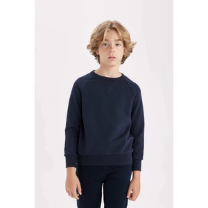 Erkek Çocuk Lacivert Bisiklet Yaka Pamuklu Basic Düz Okul Sweatshirt A4246A824AU
