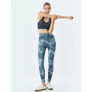 Spor Tayt Yüksek Bel Soyut Baskılı Skinny Fit