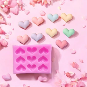 By Hobi Yap 9'lu Çekici Kalpler Silikon Mum Süsleme Kalıbı