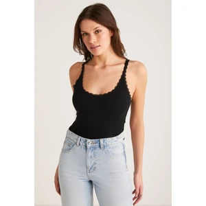 Barry Kadın Ince Askılı Dantel Detaylı Siyah Atlet