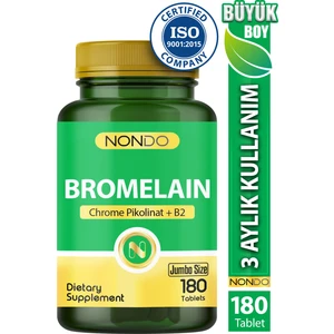 Bromelain 750 Mg 180 Tablet (Jumbo Boy 3 Aylık Kullanım Bromelian Krom Pikolinat, B2 Vitamini)