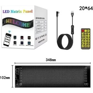 Araç Car LED Ekran Kişiselleştirilebilir Telefon App Kontrollü Uzaktan Kumandalı Kayan Yazı Emoji LED Matrix Panel