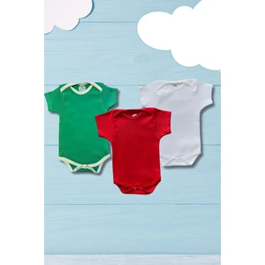 Betül Bebek Kısa Kollu 3'lü Organik Pamuk Çıtçıtlı Bebek Body&zıbın