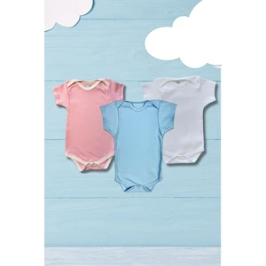 Betül Bebek Kısa Kollu 3'lü Organik Pamuk Çıtçıtlı Bebek Body&zıbın