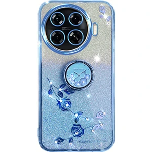 Tecno Spark 20 Pro Plus Kickstand'lı Parıltılı Çiçek Tpu Telefon Kılıfı (Yurt Dışından)