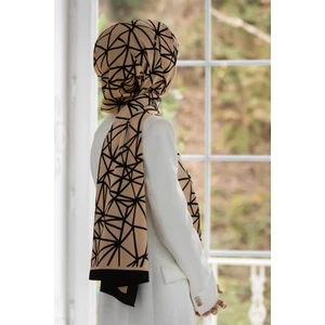 Lüks Medine Ipeği Şal Siyah  Somon