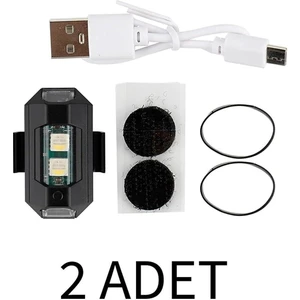 Motosiklet Drone Bisiklet Otomotiv Şarjlı Kablosuz Mini LED Lamba Çakarlı 7 Renk Flaşlı 2 Adet