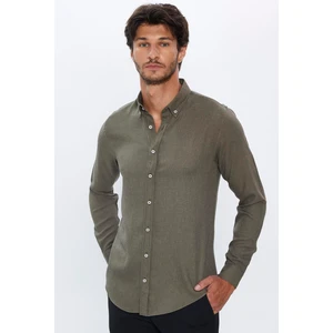 Slim Fit Kışlık Yün Viskon Düz Gömlek