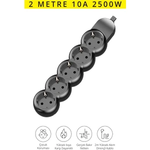 45620 Akım Korumalı 5'li Priz Uzatma Kablosu
