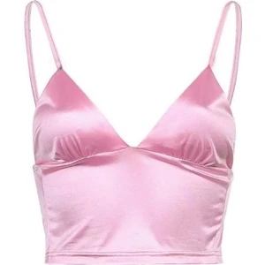 Askılı Pembe Büstiyer Crop Kadife Kumaş