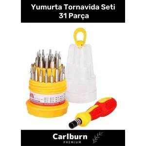 Özel Üretim Çok Amaçlı Metal Başlıklı Kauçuk Tutmalı Rahat Hafif Yumurta Tornavida Seti 31 Parça