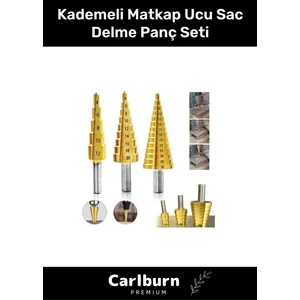 Özel Üretim Çift Yiv Sistemli Çatlatmadan Kesim Kademeli Matkap Ucu Sac Delme Panç Seti