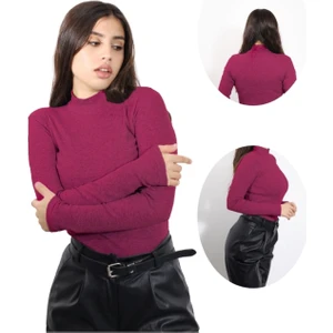 Alya Underwear Yarım Boğazlı Kaşkorse Sweatshirt Fuşya Melanj 2xl