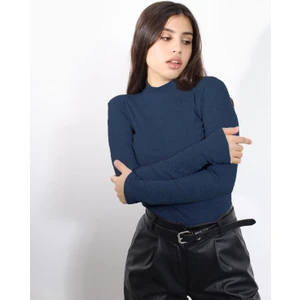 Alya Underwear Yarım Boğazlı Kaşkorse Sweatshirt Indigo Melanj 2xl