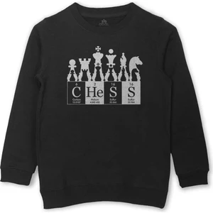 So Cool Chess Periodic Satranç Periyodik Fischer Baskılı Çocuk Sweatshirt Siyah Sweat