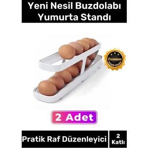 Premium Buzdolabı Plastik 2 Katlı Kullanışlı Pratik Raf Düzenleyici Yeni Nesil Yumurta Standı 2 Adet