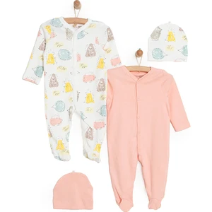 HelloBaby Yenidoğan 2li Patikli Tulum Şapka Set Unisex