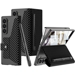 Alan Tech Galaxy Z Fold 6 Kılıf Kamera Korumalı Karbon Tasarımlı Zore Kıpta Kalemli Fest Kapak