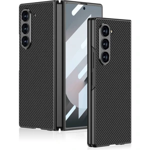 Alan Tech Galaxy Z Fold 6 Kılıf Karbon Fiber Tasarımlı Titanyum Metal Zore Kıpta Caz Kapak