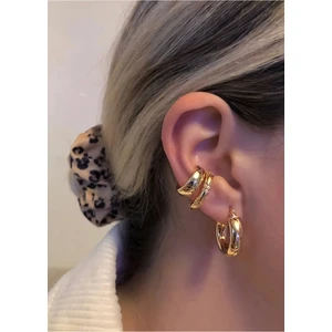 Kadın Gold Renk 2'li Cuff (Kıkırdak Küpe)