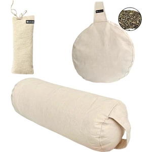 Karabuğday Dolgulu Meditasyon Minderi, Silindir Bolster ve Göz Yastığı 3'lü Meditasyon Seti